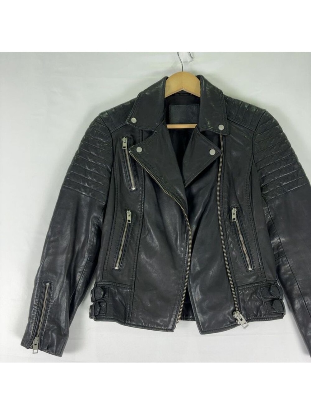 All Saints Black Leather Moto Jacket